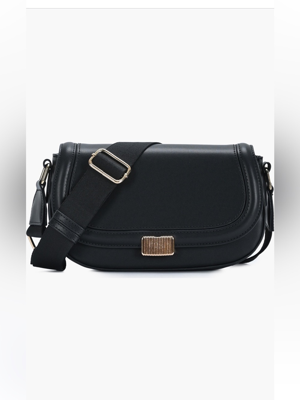 NWT Rachel Zoe Seatbelt Crossbody Bag Black Gold Hardware MSRP $70